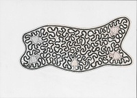ink drawing with floating spades