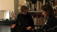 Merzedes Sturm-Lie talking with Åsa Lie in the archive