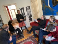 Expertisemoment in het archief van de stichting met Simon Delobel, Lotte Beckwé, Ronny Heiremans, Bas Hendrikx en Emma Sinnesael