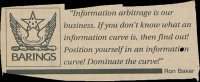 Newspaper clipping with a quote from Barings bank 1996