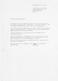 letter from Åsa & Jadran to the poet Dinos Christianopoulos