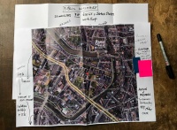 KASK school of art workshop map with comments about the public intimacy performances by the students