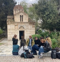 LUCA Gent art students visiting Panagia Gorgoepikoos in Athens 